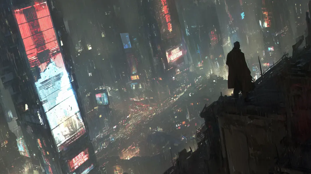 城市夜景_孤影观望